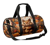 Mexpekil Bolsa de lona con compartimento para zapatos, impermeable, bonita ardilla, calabaza, flor, hoja de arce, mochila de viaje para fitness, gimnasio, viajes de fin de semana, Linda hoja de arce
