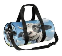 Mexpekil Bolsa de lona con compartimento para zapatos, impermeable, bonita mochila de viaje de vaca divertida para fitness, gimnasio, viajes de fin de semana, Bonita vaca divertida