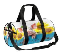 Mexpekil Bolsa de lona con compartimento para zapatos, impermeable, con diseño de cerdo en la valla, mochila de viaje para fitness, gimnasio, viajes de fin de semana, Pig on the Fence Girasol