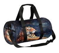 Mexpekil Bolsa de lona con compartimento para zapatos, impermeable, diseño creativo de tigre bajo las estrellas, mochila de viaje para fitness, gimnasio, viajes de fin de semana, Tiger Under the Stars