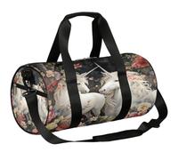 Mexpekil Bolsa de lona con compartimento para zapatos, impermeable, dos unicornios en flores, mochila de viaje para parejas, amigos, gimnasio, viajes de fin de semana, Dos unicornios en flores, pareja