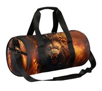 Mexpekil Bolsa de lona con compartimento para zapatos, impermeable, gran león rugiendo en la luz del fuego, mochila de viaje para fitness, gimnasio, viajes de fin de semana, Big Lion Roaring in the