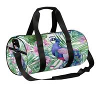 Mexpekil Bolsa de lona con compartimento para zapatos, impermeable, hermosa mochila de viaje con flores de pavo real azul para fitness, gimnasio, viajes de fin de semana, Hermoso animal de flor de