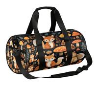 Mexpekil Bolsa de lona con compartimento para zapatos, impermeable, linda mochila de viaje con diseño de zorro, ardilla, hongos, dibujos animados, para fitness, gimnasio, viajes de fin de semana,