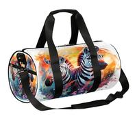 Mexpekil Bolsa de lona con compartimento para zapatos, impermeable, tres cebras bajo el pastizal, mochila de viaje de acuarela para fitness, gimnasio, viajes de fin de semana, Three Zebras Under the
