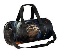 Mexpekil Bolsa de lona con compartimento para zapatos, mochila de viaje impermeable con diseño de gato negro misterioso, acuarela, para fitness, gimnasio, viajes de fin de semana, Black Cat Mystery