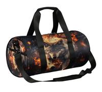 Mexpekil Bolsa de lona con compartimento para zapatos, mochila de viaje impermeable con diseño de lobos que vienen de la luz del fuego, mochila de viaje para fitness, gimnasio, viajes de fin de