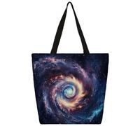 Mexpekil Bolsa de lona con diseño abstracto de remolino de estrellas para mujeres y niñas, bolsas de compras reutilizables grandes para mujer, bolsa de hombro multiusos