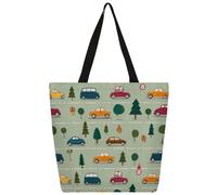Mexpekil Bolsa de lona con diseño de Cars Road Traffic para mujeres y niñas, bolsas de compras reutilizables grandes para mujer, bolsa de hombro multiusos
