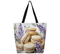 Mexpekil Bolsa de lona con diseño de dona de flores para mujeres y niñas, bolsas de compras reutilizables grandes para mujer, bolsa de hombro multiusos