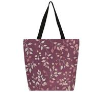 Mexpekil Bolsa de lona con diseño de ramas de hojas de oro rosa para mujeres y niñas, bolsas de compras reutilizables grandes para mujer, bolsa de hombro multiusos