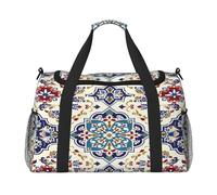 Mexpekil Bolsa de lona con diseño étnico de mandala, marroquí, sin costuras, bolsa de viaje para hombre y mujer, para deportes, fin de semana, durante la noche, gimnasio, bolsa de transporte,