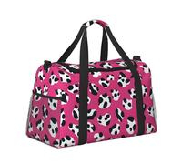 Mexpekil Bolsa de lona con estampado de leopardo, color rosa y rojo, bolsa de equipaje de mano, impermeable, para deportes, gimnasio, baile, bolsa grande para fin de semana, bolsa de viaje plegable