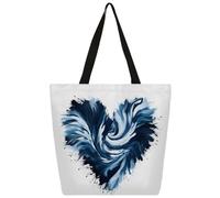 Mexpekil Bolsa de lona con forma de corazón abstracto para mujeres y niñas, bolsas de compras reutilizables grandes para mujer, bolsa de hombro multiusos