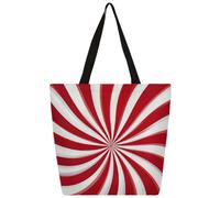 Mexpekil Bolsa de lona con forma de remolino de bastón de caramelo para mujeres y niñas, bolsas de compras reutilizables grandes para mujer, bolsa de hombro multiusos