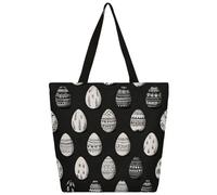 Mexpekil Bolsa de lona con huevos de Pascua para mujeres y niñas, reutilizable, bolsa de compras grande para mujer, bolsa de hombro multiusos