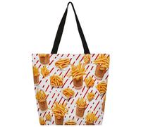 Mexpekil Bolsa de lona con patatas fritas para mujeres y niñas, bolsas de compras reutilizables grandes para mujer, bolsa de hombro multiusos