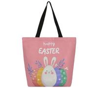 Mexpekil Bolsa de lona de color con huevos de Pascua para mujeres y niñas, bolsas de compras reutilizables grandes para mujer, bolsa de hombro multiusos