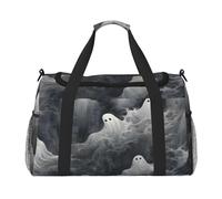 Mexpekil Bolsa de lona de viaje con diseño de fantasmas de Halloween, para hombre y mujer, para deportes, fin de semana, durante la noche, gimnasio, bolsa de transporte, multicolor, 19.7x10.2x13 in,