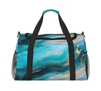 Mexpekil Bolsa de lona de viaje para hombre y mujer, color verde azulado, turquesa, mármol líquido, bolsa de viaje para deportes de fin de semana, durante la noche, gimnasio, bolsa de transporte,
