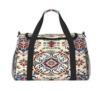 Mexpekil Bolsa de lona étnica marroquí con diseño de mandala, sin costuras, bolsa de viaje para hombre y mujer, para deportes, fin de semana, durante la noche, gimnasio, bolsa de transporte,