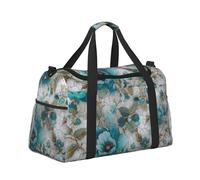 Mexpekil Bolsa de lona grande para equipaje de mano, impermeable, plegable, para viajes, deportes, baile, Vintage Teal Bloom, Talla única, Clásico