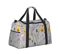 Mexpekil Bolsa de lona grande para equipaje de mano, impermeable, plegable, para viajes, deportes, gimnasio, baile, Flores silvestres, abejas, mariposas, Talla única