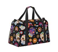 Mexpekil Bolsa de lona grande para equipaje de mano, impermeable, plegable, para viajes, deportes, gimnasio, baile, Skull Head Floral1, Talla única