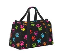 Mexpekil Bolsa de lona grande para equipaje de mano, impermeable, plegable, para viajes, deportes, gimnasio, baile, Estampado de patas de colores neón, Talla única