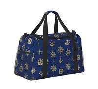 Mexpekil Bolsa de lona grande para equipaje de mano, impermeable, plegable, para viajes, deportes, gimnasio, baile, Brújula de ancla dorada, Talla única