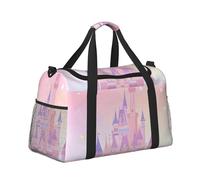 Mexpekil Bolsa de lona grande para equipaje de mano, impermeable, plegable, para viajes, deportes, gimnasio, baile, Castillo de estrellas rosa y morado, Talla única