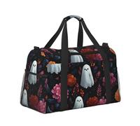 Mexpekil Bolsa de lona grande para equipaje de mano, impermeable, plegable, para viajes, deportes, gimnasio, baile, Bonito patrón de flores fantasmas, Talla única