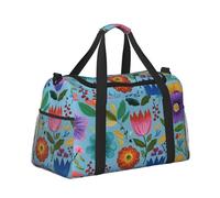 Mexpekil Bolsa de lona grande para equipaje de mano, impermeable, plegable, para viajes, deportes, gimnasio, baile, Colorido Fowers Bright Boho, Talla única
