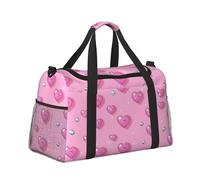Mexpekil Bolsa de lona grande para equipaje de mano, impermeable, plegable, para viajes, deportes, gimnasio, baile, Diamantes de corazones rosados, Talla única