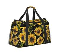 Mexpekil Bolsa de lona grande para equipaje de mano, impermeable, plegable, para viajes, deportes, gimnasio, baile, Girasoles florales, Talla única
