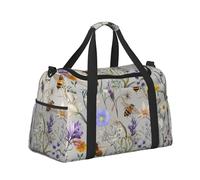 Mexpekil Bolsa de lona grande para equipaje de mano, impermeable, plegable, para viajes, deportes, gimnasio, baile, Flores silvestres, abejas mariposas, Talla única
