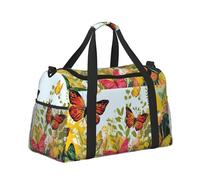 Mexpekil Bolsa de lona grande para equipaje de mano, impermeable, plegable, para viajes, deportes, gimnasio, baile, Garden Scene Butterfly, Talla única