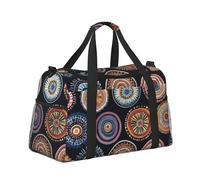 Mexpekil Bolsa de lona grande para equipaje de mano, impermeable, plegable, para viajes, deportes, gimnasio, baile, Patrón de círculo bohemio, Talla única