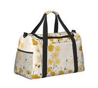 Mexpekil Bolsa de lona grande para equipaje de mano, impermeable, plegable, para viajes, deportes, gimnasio, baile, Mariposa amarilla con flores silvestres, Talla única