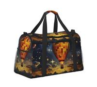 Mexpekil Bolsa de lona grande para equipaje de mano, impermeable, plegable, para viajes, deportes, gimnasio, baile, Globo aerostático de cielo estrellado, Talla única