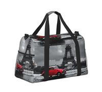 Mexpekil Bolsa de lona grande para equipaje de mano, impermeable, plegable, para viajes, deportes, gimnasio, baile, Torre Eiffel Red Car, Talla única