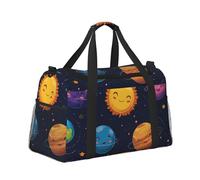 Mexpekil Bolsa de lona grande para equipaje de mano, impermeable, plegable, para viajes, deportes, gimnasio, baile, Cartoon Planets Sun, Talla única