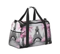 Mexpekil Bolsa de lona grande para equipaje de mano, impermeable, plegable, para viajes, deportes, gimnasio, baile, Torre Eiffel, árbol rosa, Talla única
