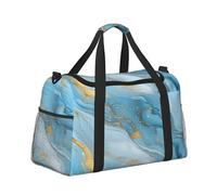Mexpekil Bolsa de lona grande para equipaje de mano, impermeable, plegable, para viajes, deportes, gimnasio, baile, Llight Blu Gold Marble, Talla única