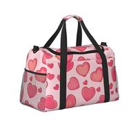 Mexpekil Bolsa de lona grande para equipaje de mano, impermeable, plegable, para viajes, deportes, gimnasio, baile, Dibujos animados rosa corazón, Talla única