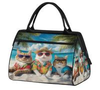 Mexpekil Bolsa de lona para gimnasio, bolsa de viaje deportiva, bolsa de fin de semana para mujeres y hombres, Three Cute Cats Beach, Bolsa de viaje