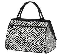 Mexpekil Bolsa de lona para gimnasio, bolsa de viaje deportiva, bolsa de fin de semana para mujeres y hombres, Rayas blancas y negras, Bolsa de viaje