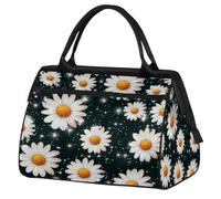 Mexpekil Bolsa de lona para gimnasio, bolsa de viaje deportiva, bolsa de fin de semana para mujeres y hombres, Estrellas y margaritas blancas, Bolsa de viaje