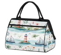 Mexpekil Bolsa de lona para gimnasio, bolsa de viaje deportiva, bolsa de fin de semana para mujeres y hombres, Velero con faro náutico del océano, Bolsa de viaje