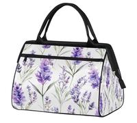 Mexpekil Bolsa de lona para gimnasio, bolsa de viaje deportiva, bolsa de fin de semana para mujeres y hombres, Lavanda Floral Flor Morada, Bolsa de viaje